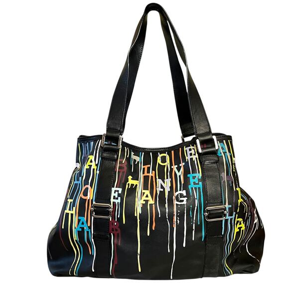 L.A.M.B. Williamsfield Jackson Signature Graffiti Paint Drip Tote - Y2K LAMB Bag - Picture 3 of 10